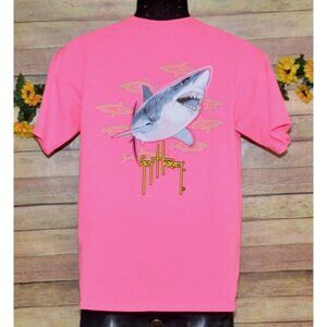 Guy Harvey Boy's Youth Pink XL Tee T-Shirt Shark Graphic Summer Beach